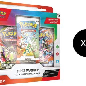 Card Text:30 Years of First Partner Pokémon! Every Pokémon Trainer’s journey begins with a first partner—a loyal friend who stands by your side through thick and thin! Relive your own adventures and celebrate the bond between Trainer and Pokémon with a booster pack containing 3 of 9 illustration rare-style promo cards consisting of beloved first partner Pokémon from the Johto, Unova, or Galar region. You’ll also find two more Pokémon TCG booster packs and a fun sticker sheet featuring first partner Pokémon friends. Case contains 6 boxes The Pokémon TCG: First Partner Illustration Collection—Series 2 includes: • 1 Pokémon TCG booster pack containing 3 of 9 promo cards • 2 Pokémon TCG booster packs • 1 sticker sheet First Partner Illustration Collection Case (Series 2) - First Partner Collection 2026