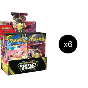 Card Text:Secret Powers Awaken! The pulse of the city beats in sync with the Pokémon and people who call it home—and preserving the order of it all is Mega Zygarde ex, the Legendary Pokémon who embodies strength in numbers! With threatening forces held at bay, peaceful days are ahead for the city's residents, including Pokémon like Mega Clefable ex, Mega Starmie ex, and Meowth ex, in the Pokémon TCG: Mega Evolution—Perfect Order expansion! Each booster box case contains 6 boxes of 36 packs each. Each Booster Pack contains 10 random cards. Perfect Order Booster Box Case - ME03: Perfect Order (POR)